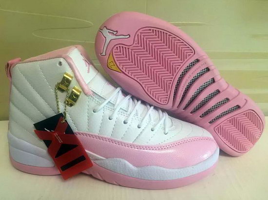 Womens Air Jordan Retro 12 White Light Pink Reduced